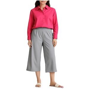Zac & Rachel Light Gray Cropped Elastic Waist Dress Trousers Back Pockets XL